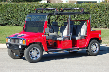 Hummer X4 – Red Power Type: Electric // Seating: 4/6 Passenger Golf cart.